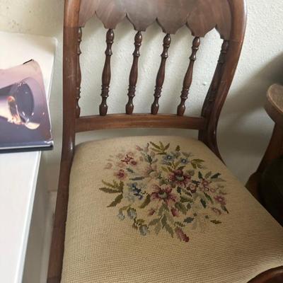 side chair with needlepoint seat
