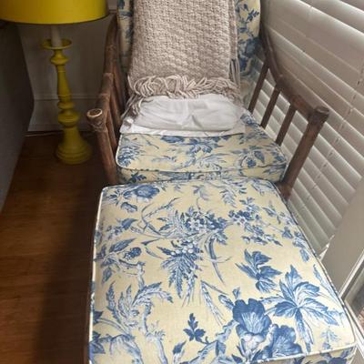 bamboo arm chair with ottoman