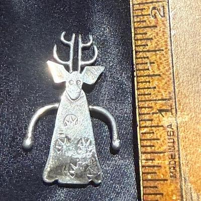 Vintage Sterling Silver Santa Fe Spirit Figure Brooch – Handcrafted Southwestern Modernist Folk Art 