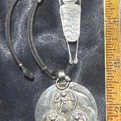 Vintage Southwestern Sterling Silver Lot – Handcrafted Spirit Figure Brooch & Embossed Medallion Pen