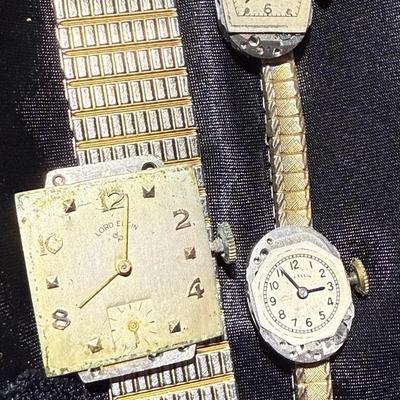 Vintage Elgin Watch Lot – Lord & Lady Elgin Mechanical Watches (1930s–1950s) – 3 Movements + Bands 