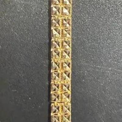 Vintage 14K Solid Gold Geometric Link Bracelet – 9.25g, Mid-Century Design