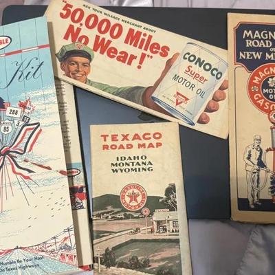 Lot of 7 Vintage Road Maps & Travel Guides – Texaco, Conoco, Magnolia, Humble Oil, Mesa Verde (1957)