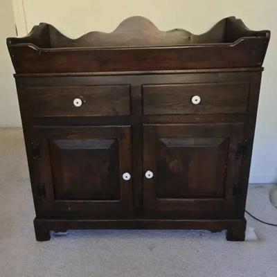 Dark Stained American Dry Sink Cupboard