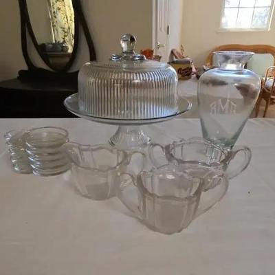 Vintage Pressed Glass Serving Pieces And Other Glass Pieces