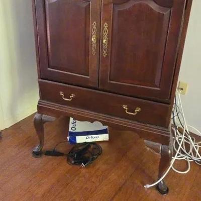 Dark Cherry Stain Queen Anne Style TV Cabinet