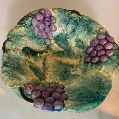 Vintage Majolica Grape And Leaf
