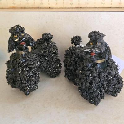 Mid-century black spaghetti poodle salt & pepper shakers