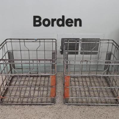 Sale Photo Thumbnail #74: Vintage Borden dairy metal crates