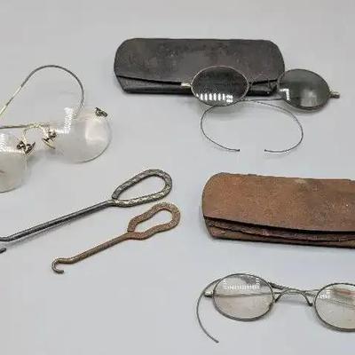 Antique Glasses and Button Hooks