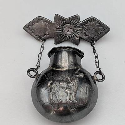 Peruvian Silver Alpaca Vessel Pin