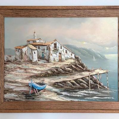Mediterranean Coastal Scene Original Painting