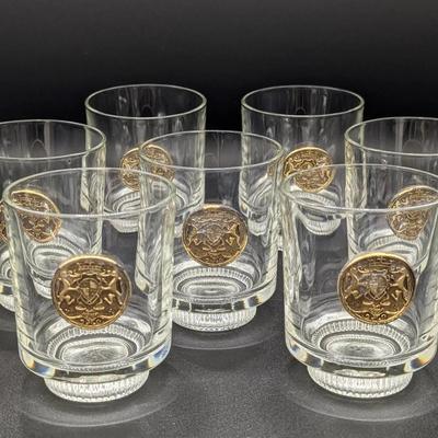 Gold Crest Medallion Old Fashioned Glasses