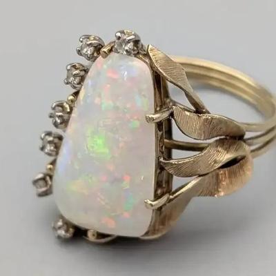 Australian Opal and Diamond Ring