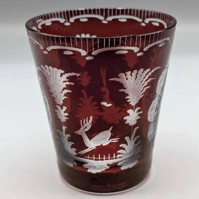 Bohemian Czech Ruby Red Glass