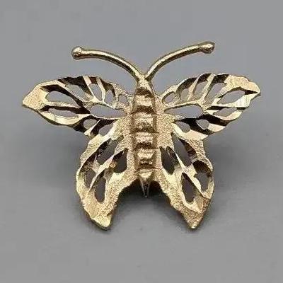 14K Gold Filigree Butterfly Pendant