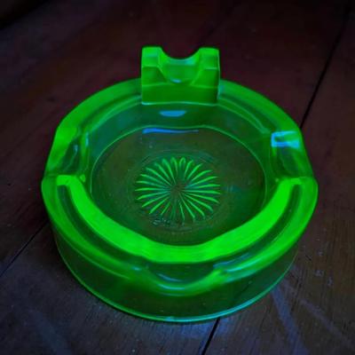 Hazel Atlas Uranium Glass Ashtray 