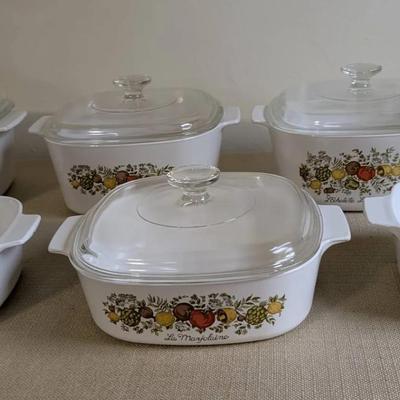 1970's Corningware Spice of Life Casserole Set