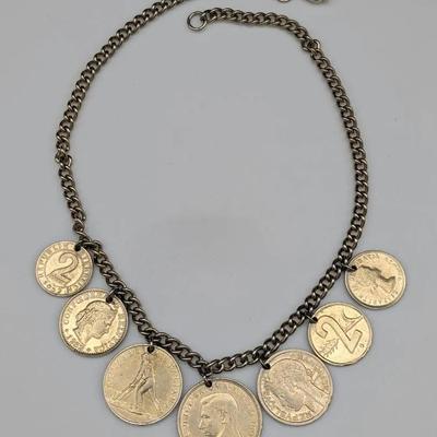 Mid Century European Coin Necklace 