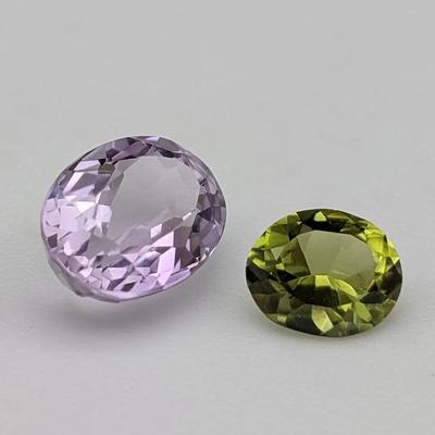 Oval Brilliant Cut Amethyst and Peridot Stones