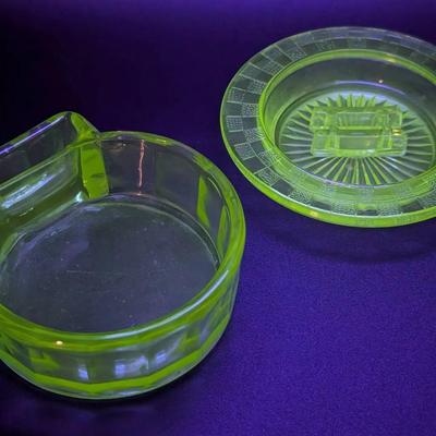 1930's Uranium Glass Ashtrays 