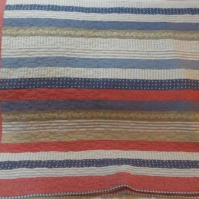 Handmade Striped Quilt – Americana Red, White & Blue
