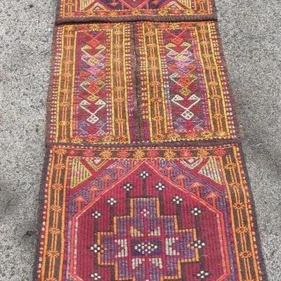 Handwoven Tribal Saddlebag Rug – Wool, Anatolian or Persian Origin (c. 1930s–1950s)