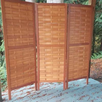 3-Panel Wooden Woven Room Divider / Privacy Screen