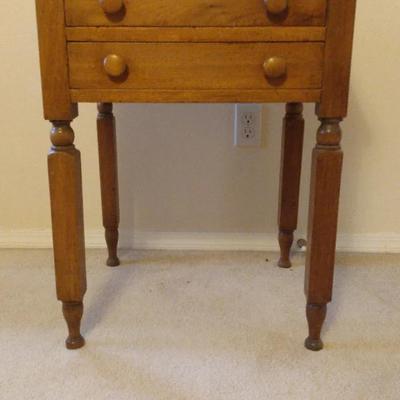 Solid Oak Two-Drawer Side Table with Turned Legs (c.1900–1920)