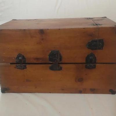 Wooden Storage Chest with Metal Hardware