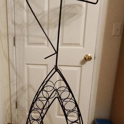 French Waiter Iron Figure Wine Rack Holder 5++ Feet Tall 
