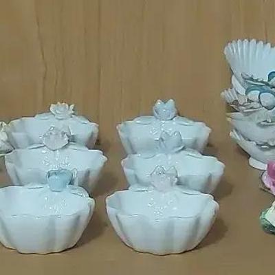 Fine Porcelain Floral Figurines & Shell Dishes