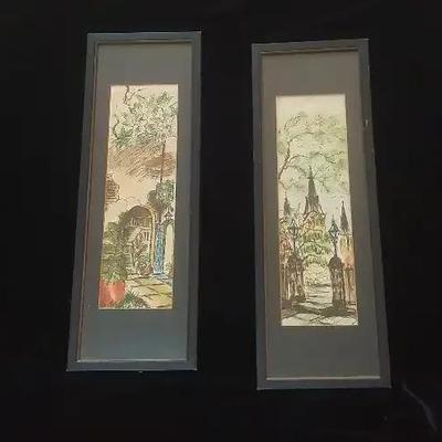 Pair of Mid-Century Framed European Street Scene Prints
