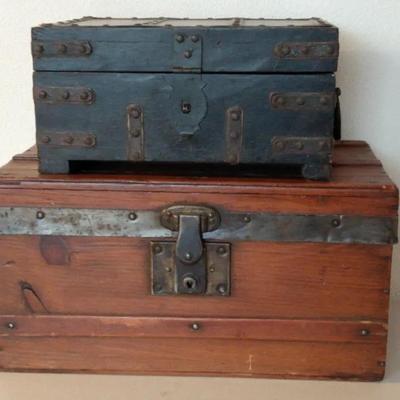 Wooden Storage Chests – Metal Trim and Latch Detail