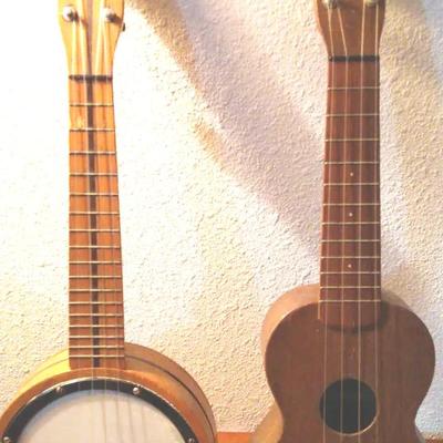 Vintage Ukulele & Banjo-Uke Pair-1950s-1960s Folk Instruments
