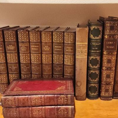 Antique Leather-Bound Decorative Book Set – The Children’s Hour Series & Classic Works 