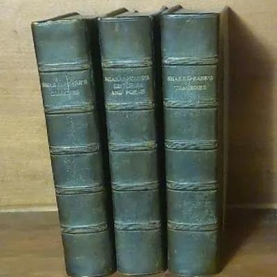 Antique Set of 3 Shakespeare Books — Comedies, Sonnets & Histories (Leather Bound)