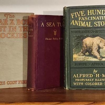 Adventure & Nature Book Lot -“X Bar X Boys,” “A Sea Turn,” &“Five Hundred Fascinating Animal Stories