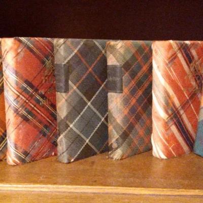 Antique “Tartan Cloth” Classic Book Set – 6 Decorative Scottish Editions (c. 1890–1910)