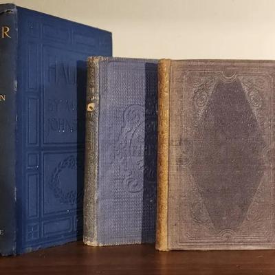 Mid 19th Century Books  – “Hagar” by Mary Johnston & Two 19th-Century Decorative Volumes