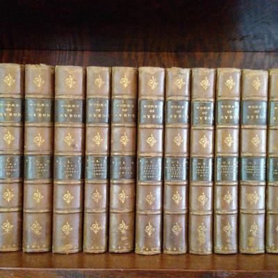 Antique c.1840 Leather-Bound “Works of Byron” – Complete Multi-Volume Set