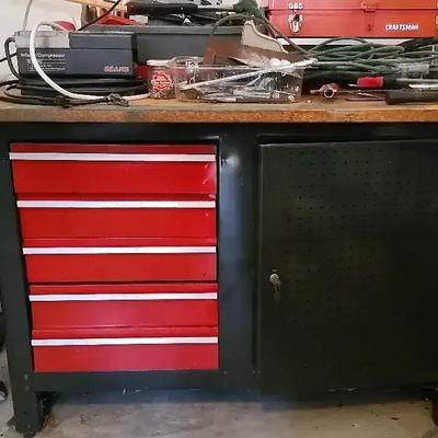 Large Metal Tool Chest with Drawers and Cabinet