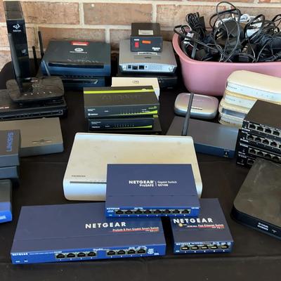 Network Equipment Collection Featuring Linksys, D-Link, Netgear, Trendnet & Motorola