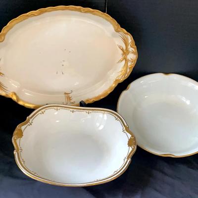 B & C France White China with Gold Trim