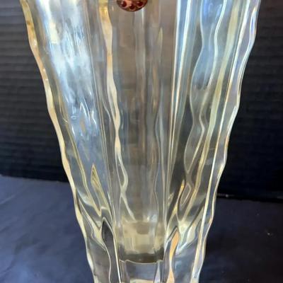 Orrefors Crystal “Waves” Vase from Sweden – 8" Tall