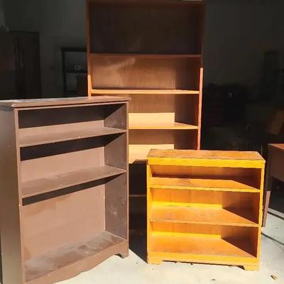 Three Bookcases – Two Wooden and One Composite