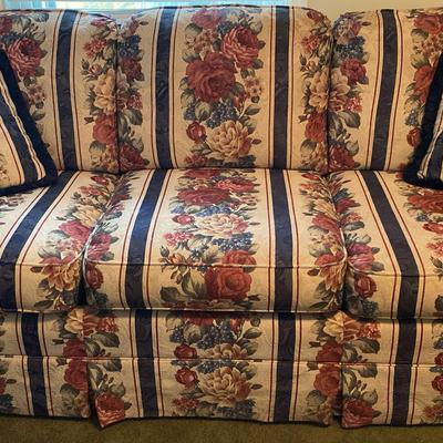Floral Upholstered Sofa with Pillows