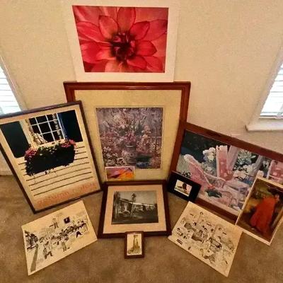 Collection of Framed Wall Art & Original Editorial Cartoons