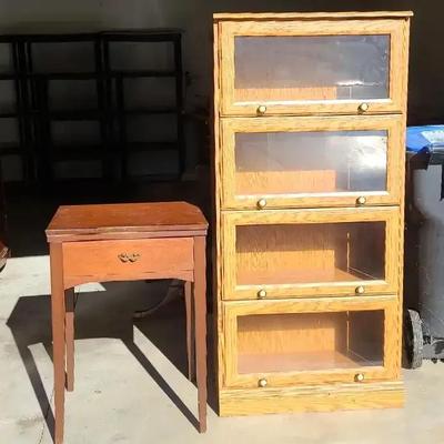 Barrister-Style Bookcase and Wooden Sewing Table