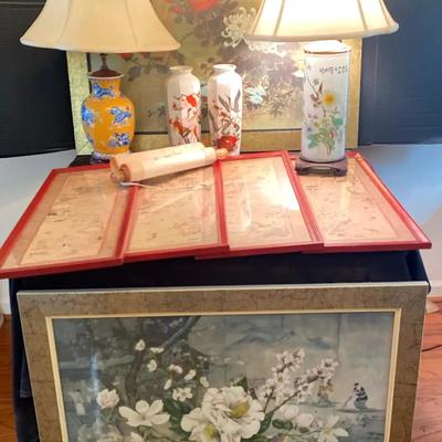 Asian-Inspired Artwork, Urns, and Porcelain Lamps Collection